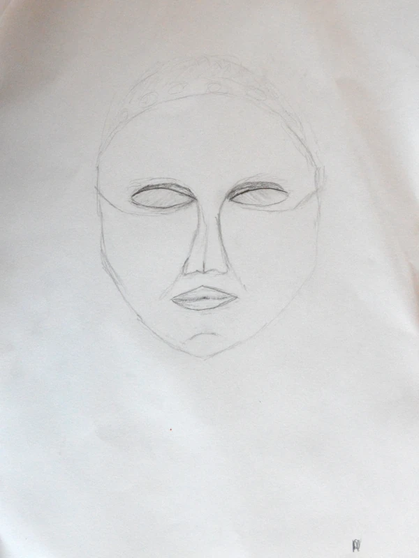Sketch of a face based on feeling it blindfolded